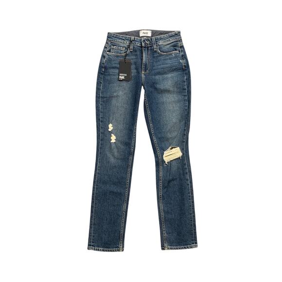 Paige Jeans Womens 23 Denim Carter SLIM High Rise Skinny Stretch Distressed Knee - Picture 1 of 14